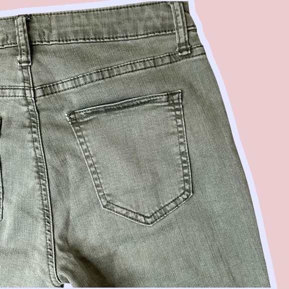 Pistola ‘Audrey’ Moto Style Ribbed-Knee Skinny Jeans in “Eden” Olive Green Sz 27 - Picture 13 of 14